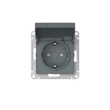 ATLASDESIGN РОЗЕТКА с заземл. со шторк. с крышкой,16А,IP20,мех., быстрозажим. клем., ГРИФЕЛЬ