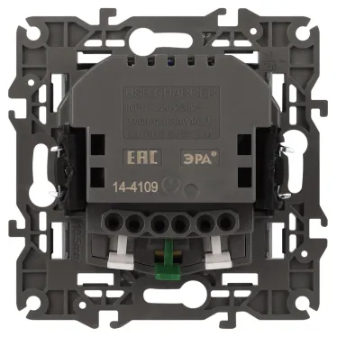 Розетка Elegance 14-4109-16 2P+E 16A-250В, штор. с 2xUSB 5В-3А, титан