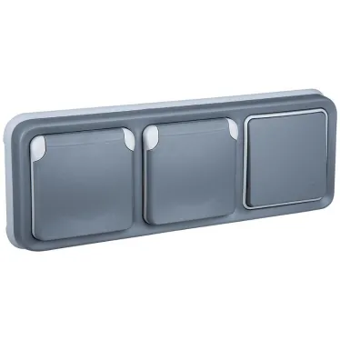 Plexo Серый Розетка с/з с крышкой винтовой зажим IP55 | 069571 | Legrand