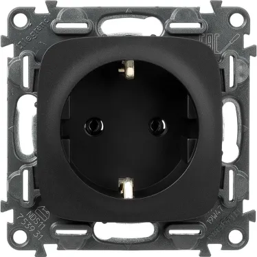 Valena ALLURE DIY Антрацит Розетка 1-ая с/з, безвинт.зажим | 753931 | Legrand