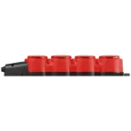 Колодка каучуковая с заземлением 4 розетки 16A IP44 красная KX-4e-RED-IP44