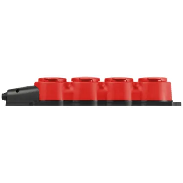 Колодка каучуковая с заземлением 4 розетки 16A IP44 красная KX-4e-RED-IP44