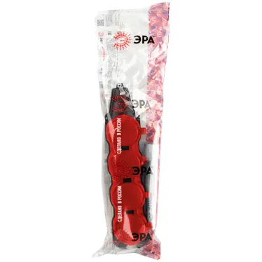 Колодка каучуковая с заземлением 4 розетки 16A IP44 красная KX-4e-RED-IP44