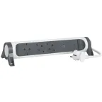 Удлинитель с поворотным основанием и 2xUSB A+C (3А) зарядками, защитой от импульсных перенапряжений серии Комфорт 3X2К+З с кабелем 1,5 м., цвет: бело-черный