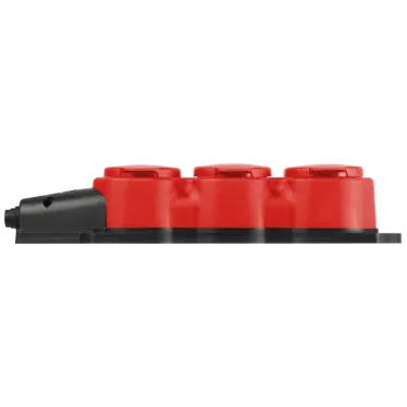 Колодка каучуковая с заземлением 3 розетки 16A IP44 красная KX-3e-RED-IP44