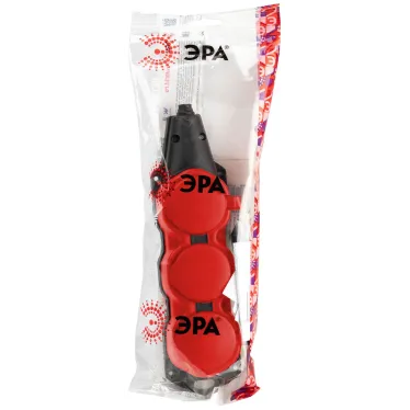 Колодка каучуковая с заземлением 3 розетки 16A IP44 красная KX-3e-RED-IP44