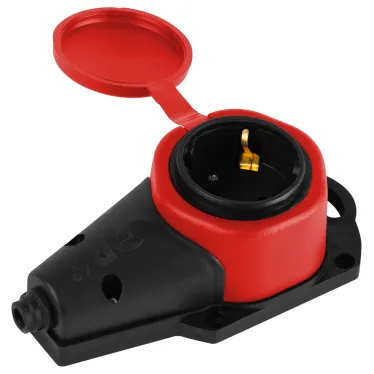Колодка каучуковая с заземлением 1 розетка 16A IP44 красная KX-1e-RED-IP44