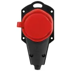 Колодка каучуковая с заземлением 1 розетка 16A IP44 красная KX-1e-RED-IP44