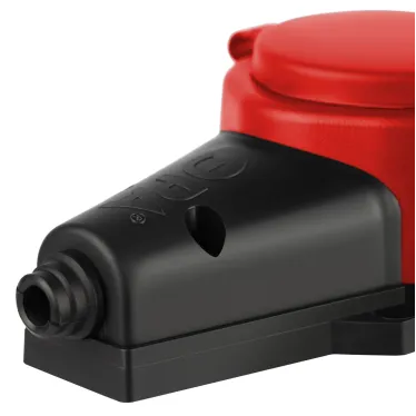 Колодка каучуковая с заземлением 1 розетка 16A IP44 красная KX-1e-RED-IP44