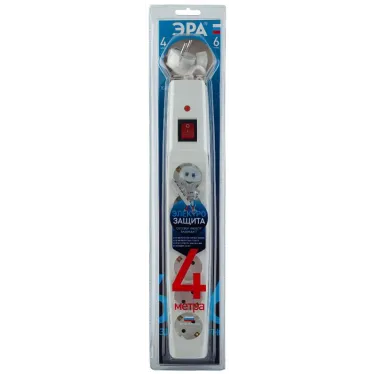 SFX-6es-4m-W Сет.фильтр (белый) с заземл, 10A, с выкл, 6гн, 4м (10/200) | Б0044025 | ЭРА