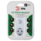 Сетевой Фильтр SF-1e-W (new)на 1 гнездо, с заземл, со шт (белый) | Б0027844 | ЭРА