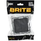BRITE Выключатель 2-клавишный перекрестный 10А ВС10-2-3-БрГ графит IEK