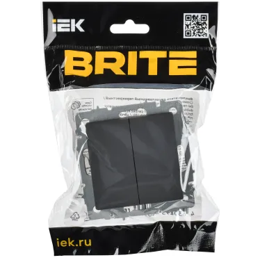 BRITE Выключатель 2-клавишный перекрестный 10А ВС10-2-3-БрГ графит IEK