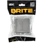 BRITE Выключатель 2-клавишный перекрестный 10А ВС10-2-3-БрС сталь IEK