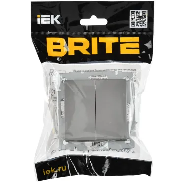BRITE Выключатель 2-клавишный перекрестный 10А ВС10-2-3-БрС сталь IEK