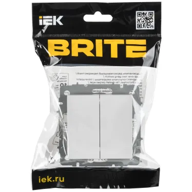 BRITE Выключатель 2-клавишный перекрестный 10А ВС10-2-3-БрБ белый IEK