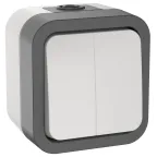 Выключатель двухклавишный TORS 10А IP55 белый