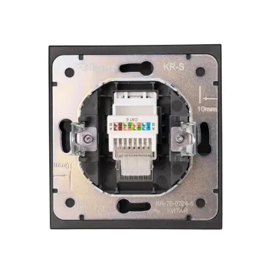 Розетка STRONG компьютерная RJ45 кат6 скрытой установки механизм антрацит