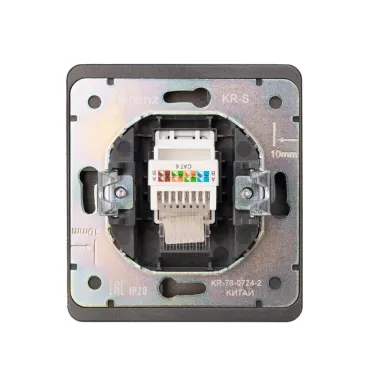 Розетка ROUND компьютерная RJ45 кат6 скрытой установки механизм титан