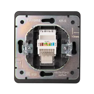 Розетка ROUND компьютерная RJ45 кат6 скрытой установки механизм оникс