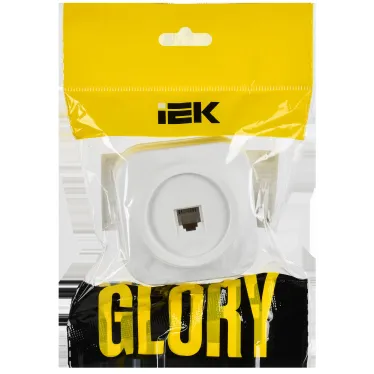 GLORY Розетка для открытой установки телефонная RJ11 РТ20-ХБм белый матовый IEK