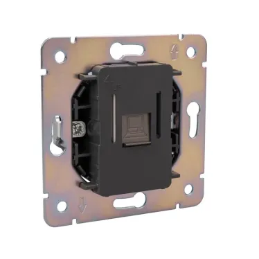 Розетка ROUND компьютерная RJ45 кат6 скрытой установки механизм титан