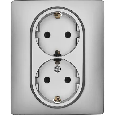 Розетка двойная с заземлением - Legrand/Daccord Inspiria - со шторками в сборе 16А 250В винтовые зажимы - алюминий