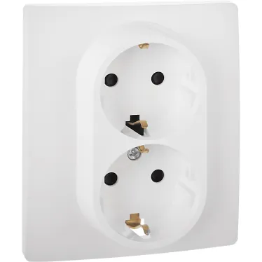 Розетка двойная с заземлением - Legrand/Daccord Inspiria - со шторками в сборе 16А 250В винтовые зажимы - белый