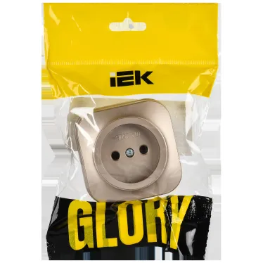 GLORY Розетка 1-местная для открытой установки без заземления без защитных шторок 10А РС20-2-ХШм шампань матовый IEK