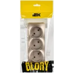 GLORY Розетка 3-местная для открытой установки без заземления без защитных шторок 10А РС23-2-ХШм шампань матовый IEK