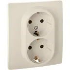 Розетка двойная с заземлением - Legrand/Daccord Inspiria - со шторками в сборе 16А 250В винтовые зажимы - слоновая кость