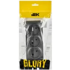 GLORY Розетка 3-местная для открытой установки без заземления без защитных шторок 10А РС23-2-ХСм сталь матовый IEK