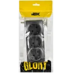 GLORY Розетка 3-местная для открытой установки с заземлением без защитных шторок 16А РС23-3-ХСм сталь матовый IEK