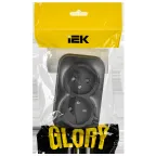 GLORY Розетка 2-местная для открытой установки без заземления с защитными шторками 10А РСш22-2-ХСм сталь матовый IEK