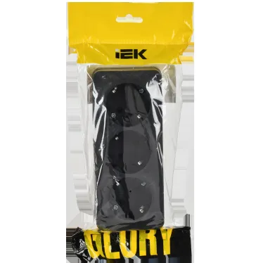 GLORY Розетка 3-местная для открытой установки с заземлением без защитных шторок 16А РС23-3-ХЧм черный матовый IEK