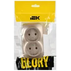 GLORY Розетка 2-местная для открытой установки без заземления без защитных шторок 10А РС22-2-ХШм шампань матовый IEK