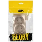 GLORY Розетка 2-местная для открытой установки без заземления с защитными шторками 10А РСш22-2-ХШм шампань матовый IEK