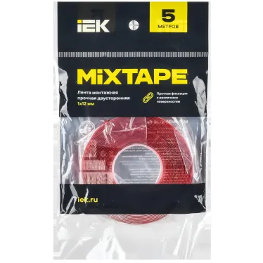 MIXTAPE PRO Лента монтажная прочная двусторонняя 1х12мм 5м IEK