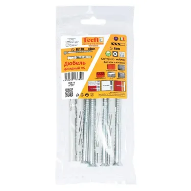 Дюбель фасадн. c шурупом потайн. гол с шлицем TORX 8x120 (4 шт) - пакет | 147667 | Tecfi