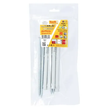 Дюбель фасадн. c шурупом потайн. гол с шлицем TORX 10x160 (4 шт) - пакет | 147672 | Tecfi
