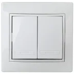 Переключатель  Plano 1-107-01 двухклавишный, 10А-250В, IP20, СУ, белый  | Б0053802 | Intro