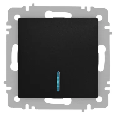 Выключатель Intro Accent 6-102-05 с подсветкой, 10А-250В, IP20, СУ, AL/CU, антрацит