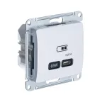                  GLOSSA USB РОЗЕТКА тип-С 65W высокоскор.заряд. QC, PD, механизм, БЕЛЫЙ
               