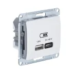GLOSSA USB РОЗЕТКА A + тип-C 45W высокоскор.заряд. QC, PD, механизм, БЕЖЕВЫЙ
