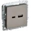 BRITE Розетка USB A+C 18Вт РЮ11-1-БрШ шампань