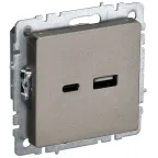                  BRITE Розетка USB A+C 18Вт РЮ11-1-БрШ шампань
               