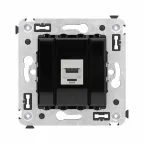 Avanti Компьютерная розетка RJ-45 без шторки в стену, кат.6А одинарная экранированная, Черный квадрат