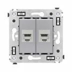 Avanti Компьютерная розетка RJ-45 без шторки в стену, кат.6 двойная экранированная, Закаленная сталь