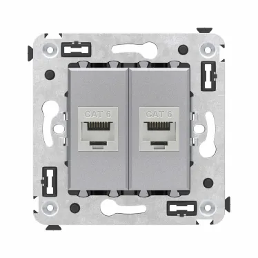 Avanti Компьютерная розетка RJ-45 без шторки в стену, кат.6 двойная экранированная, Закаленная сталь