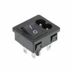                 Выключатель клавишный 250 V 6 А (4с) ON-OFF черный с штекером C8 2PIN | 36-2284 | REXANT
               